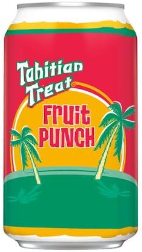 Tahitian Treat Soda, fruit punch soda, fizzy fruit drink, tropical soda, nostalgic beverages, sweet fizzy drink, fruit punch flavored soda, 12 fl. oz soda, carbonated fruit punch, classic soda, Tahitian Treat drink