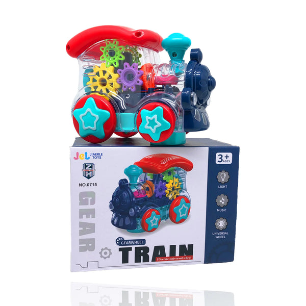 Whimsical Gearwheel Train with Dazzling Lights and Playful Sounds