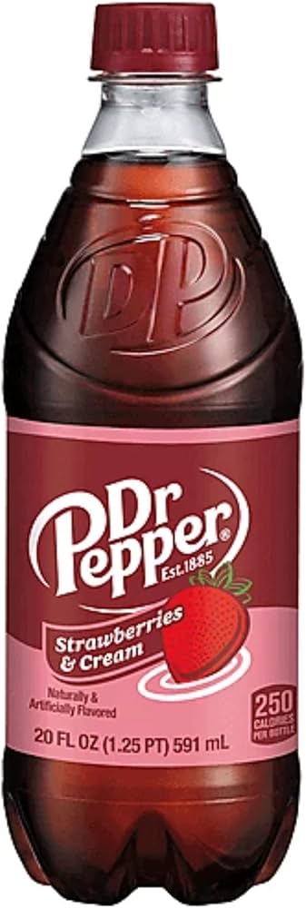 Dr Pepper Strawberries & Cream USA Bottle - 20oz (591ml)