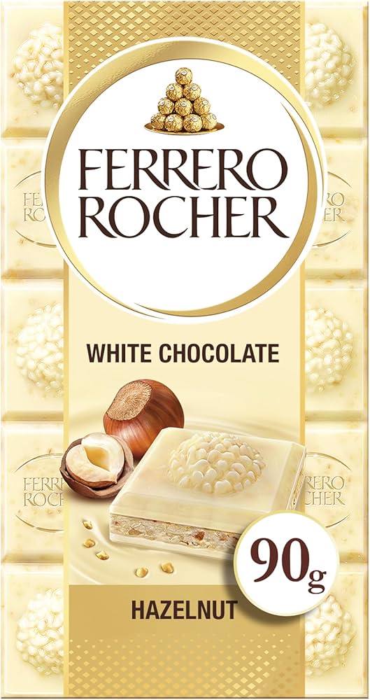 Ferrero Rocher White Chocolate Hazelnut Chocolate Bar (90G)