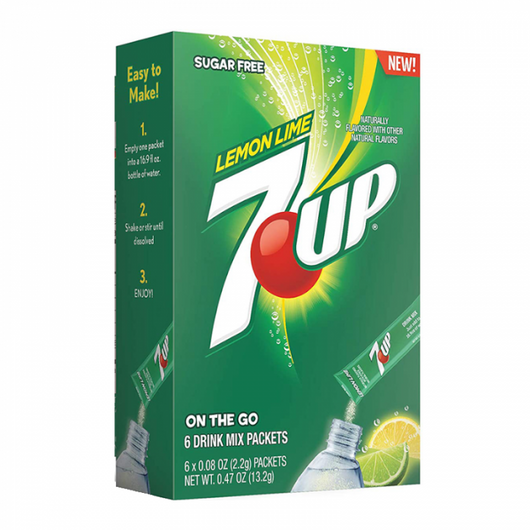 7UP Singles to Go, lemon-lime drink mix, sugar-free hydration, low-calorie drink mix, portable drink packets, gluten-free beverage, on-the-go hydration, fizzy drink mix, refreshing lemon-lime drink, calorie-conscious drinks, instant 7UP flavor.