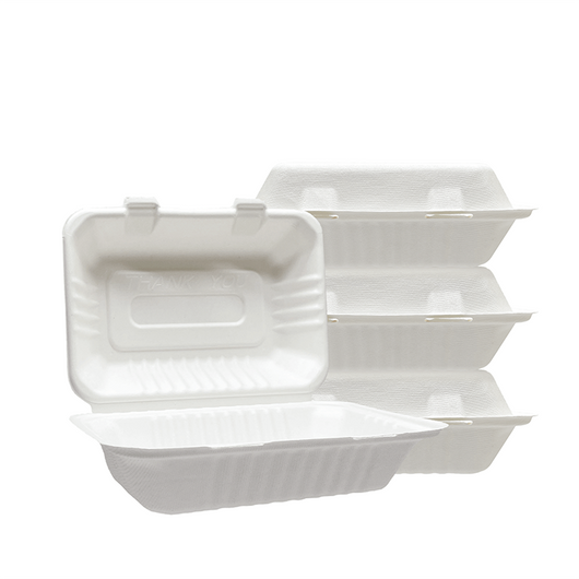 biodegradable clamshell food packaging, eco-friendly food containers, bagasse clamshell, compostable takeout containers, sustainable food packaging, 9 x 6 inch clamshell, eco-conscious packaging, large biodegradable clamshell, bagasse food containers, renewable food packaging.