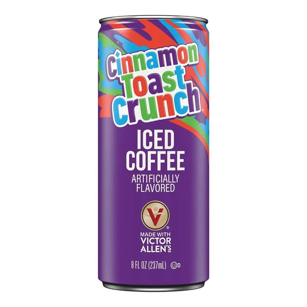 Cinnamon Toast Crunch Iced Coffee, cinnamon flavored iced coffee, cold brew coffee, cereal-inspired coffee, 8oz iced coffee, single can iced coffee, 12-pack iced coffee, coffee with cinnamon, flavored iced coffee USA, sweet and creamy coffee drink.