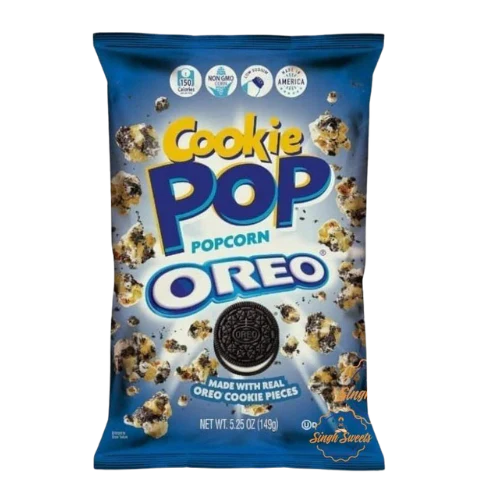 Candy Pop Oreo Popcorn, Oreo flavored popcorn, sweet and salty snack, 5.25oz popcorn snack, movie night treat, Oreo cookie popcorn, popcorn with cookie crumbles, gourmet popcorn, chocolate cookie popcorn, Oreo snack.