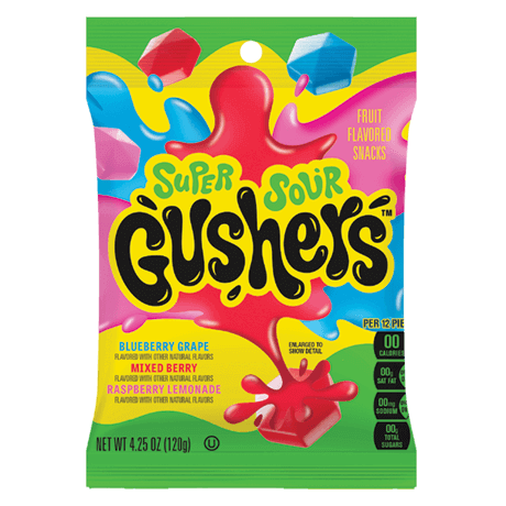 Fruit Gushers Super Sour Berry  Flavour Peg bag - 4.25oz (120g) (Gluten Free)