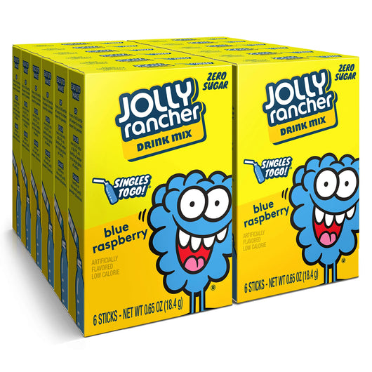 Jolly Rancher Blue Raspberry Singles To Go, blue raspberry drink mix, sugar-free water enhancer, fruity drink mix, portable drink packets, Jolly Rancher water flavoring, low-calorie drink mix, hydration on the go, tangy blue raspberry flavor, Jolly Rancher 12 pack drink mix.