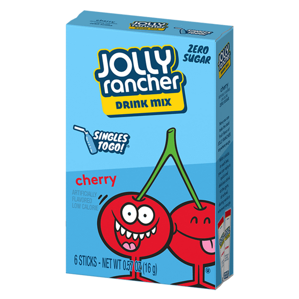 Jolly Rancher Cherry Singles To Go, cherry drink mix, sugar-free cherry drink, Jolly Rancher drink packets, portable drink mix, cherry water enhancer, fruity hydration, Jolly Rancher Singles, low-calorie drink mix, bold cherry flavor.