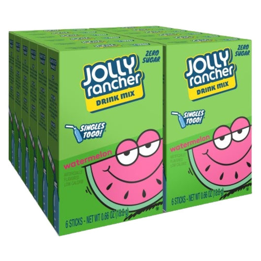 Jolly Rancher Watermelon Singles To Go, watermelon drink mix, sugar-free hydration, portable drink packets, Jolly Rancher water enhancer, fruity flavored water, low-calorie drink mix, watermelon water mix, on-the-go drink mix, Jolly Rancher 12 pack drink mix.