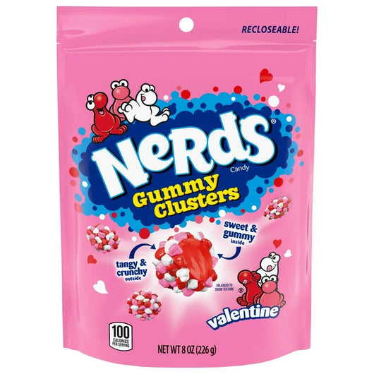 Nerds Valentine's Gummy Clusters, Valentine's candy, limited edition Nerds, chewy gummy candy, fruity Valentine's treats, Nerds gummy clusters 8oz, Valentine's Day sweets, tangy gummy clusters, Nerds candy gifts, best Valentine’s Day candy.