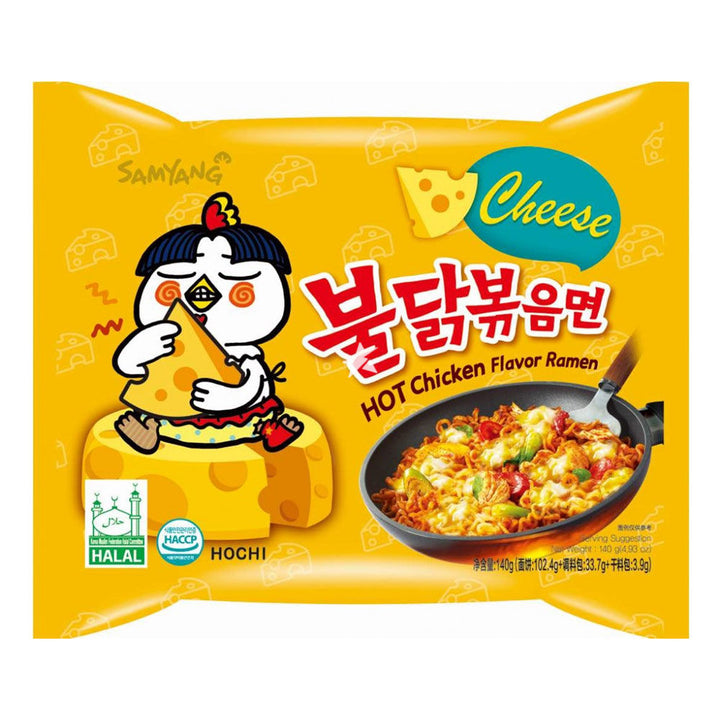 Samyang Cheese Ramen, hot chicken flavor ramen, spicy Korean ramen, cheese ramen noodles, Samyang hot chicken noodles, spicy cheese noodles, instant ramen, Korean instant noodles, Samyang cheese flavor, 140g ramen.