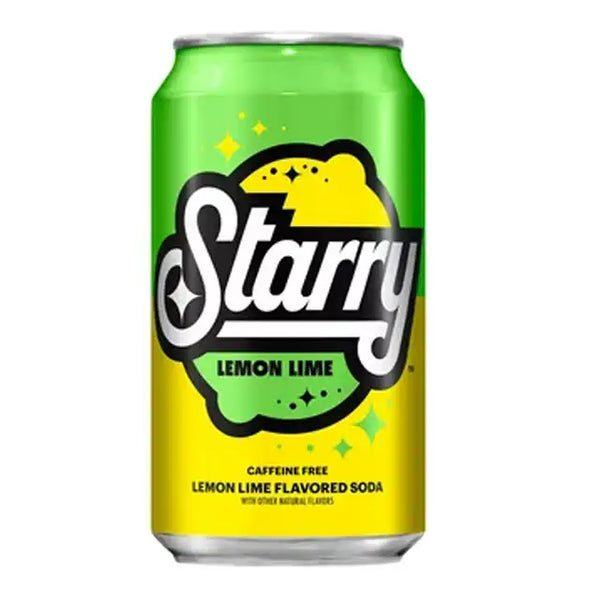 Starry Lemon Lime soda, citrus-flavored soda, lemon lime soda, refreshing lemon lime drink, 12oz citrus soda, crisp lemon lime soda, fizzy lemon lime beverage, lemon lime soda USA, citrus refreshment, light lemon lime soda.