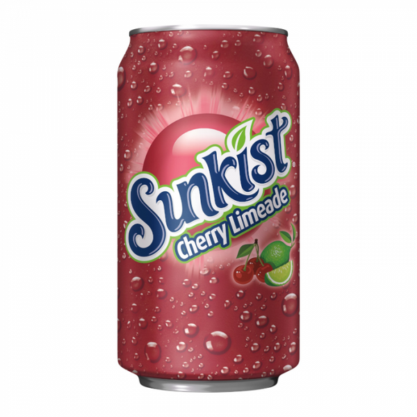 Sunkist Cherry Limeade, cherry lime soda, sweet and tart soda, citrus-flavored soda, 12oz Sunkist, cherry lime drink, fizzy cherry limeade, Sunkist soda USA, refreshing cherry lime soda, bold flavored soda.