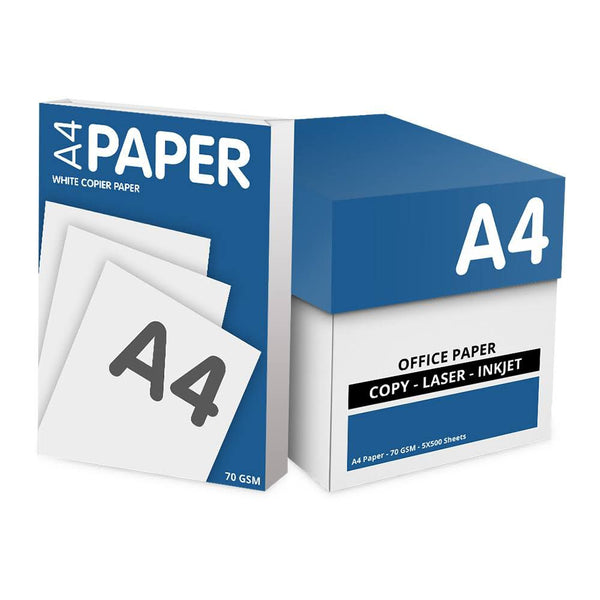 A4 White Copy Paper 70gsm - Box of 5 x 500 sheets ( Pack of 2500 )