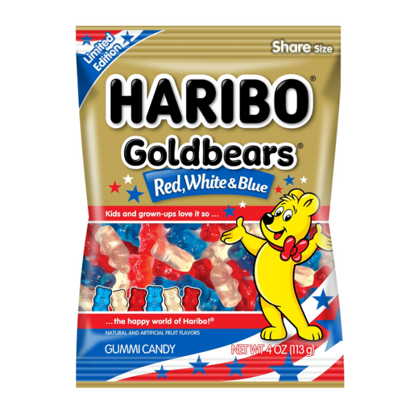 Haribo Gold Bears Red, White & Blue Peg Bag 4oz (113g)