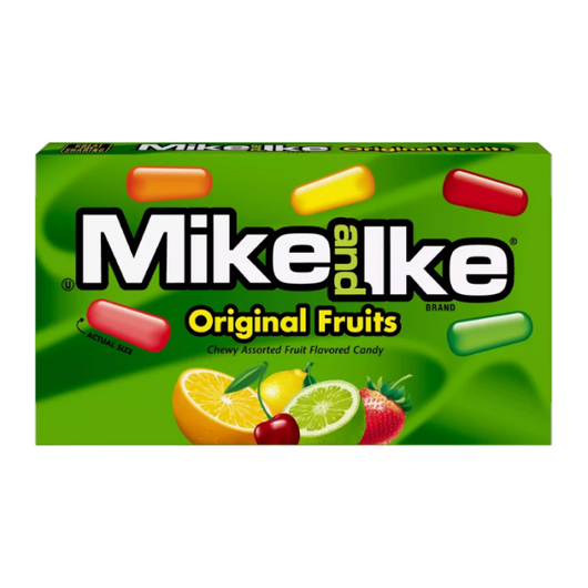 Mike & Ike Original Fruits, chewy candy, fruity candy, theater box candy, vegan candy, gluten-free candy, classic candy, nostalgic snacks, movie night candy, bulk candy, candy box, Mike & Ike flavors, candy nutritional facts