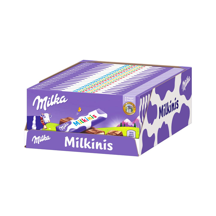 Milka Milkinis Chocolate Bar, creamy milk chocolate, Alpine milk chocolate, European chocolate, Milka chocolate bar, sweet treats, chocolate snacks, milky filling chocolate, imported chocolate, family-friendly chocolate, chocolate gift ideas.