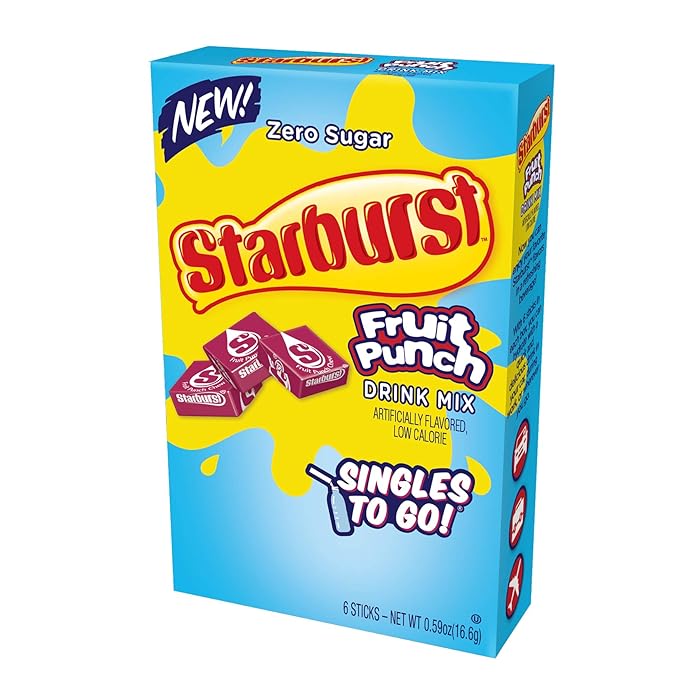 Starburst Singles to Go, fruit punch drink mix, sugar-free hydration, Starburst drink mix, low-calorie drinks, fruity water enhancer, portable drink packets, gluten-free drink mix, candy-inspired hydration, instant fruit punch flavor, Starburst water mix.