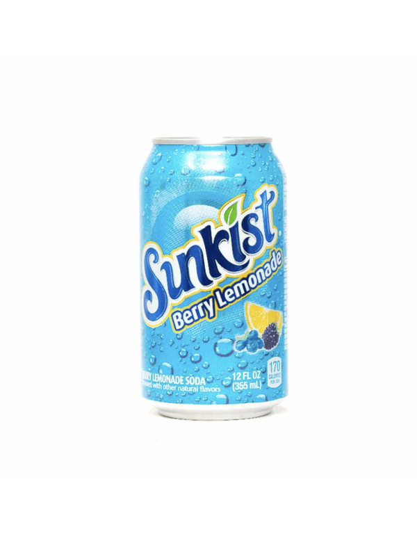 Sunkist Berry Lemonade soda, fruity lemonade soda, berry-flavored soda, 12oz Sunkist soda, sweet and tangy soda, Sunkist USA, berry lemonade refreshment, fizzy lemonade soda, Sunkist drinks, flavored soda.