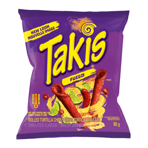 Takis Fuego Rolled Tortilla Corn Chips (90g) - Pack of 18