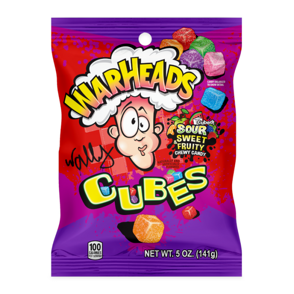Warheads Sour Chewy Cubes Peg Bags 5oz (142g)
