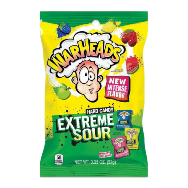 Warheads Extreme Sour Hard Candy Peg Bags 3.25oz (92g)